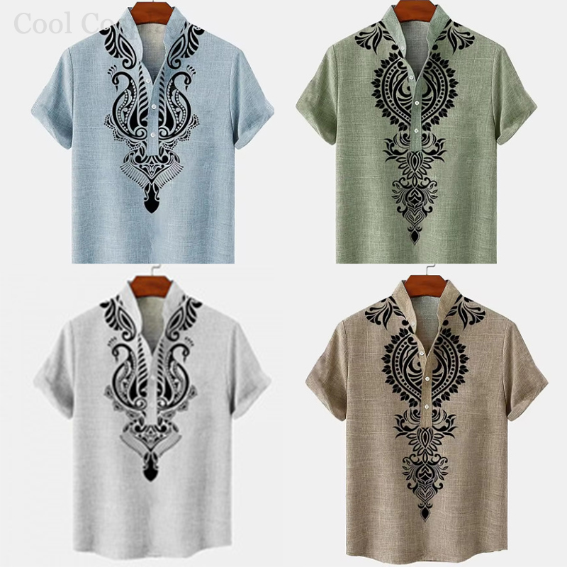 Men'S Ethnic & Formal Designer Wear Studio S - Male Retro Tops Henley Shirt Men's