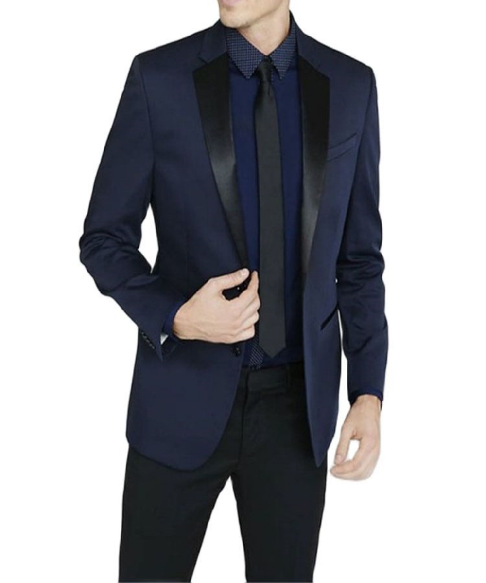Men Formal Wear Blue - Newest Groomsmen Notch Black Lapel Groom