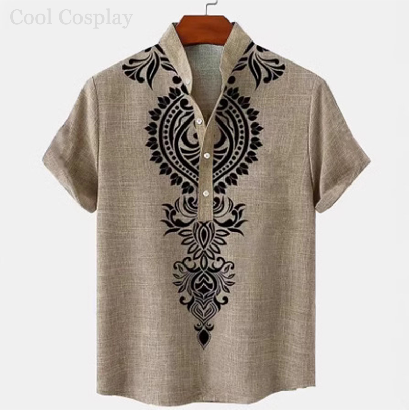 Male Retro Tops Henley Shirt M - Men'S Ethnic & Formal Designer Wear Studio S 评论和价格