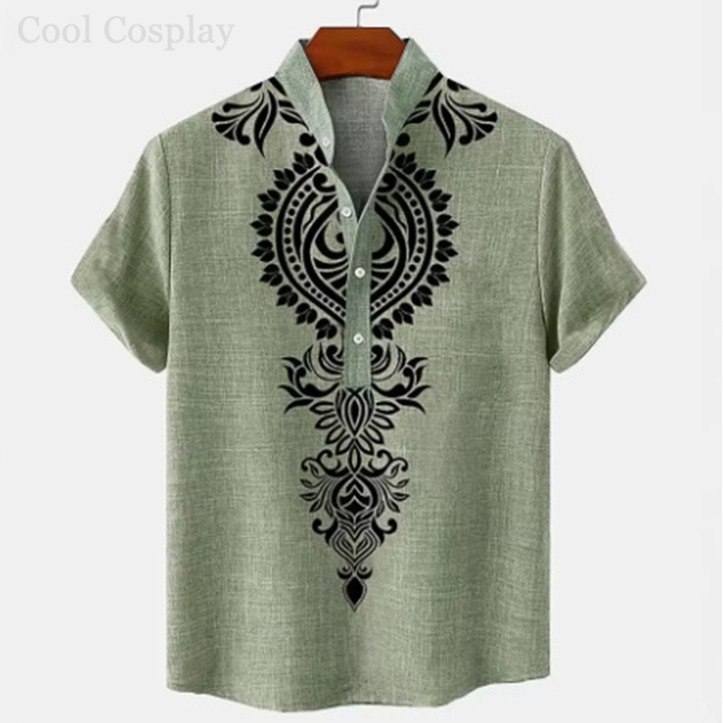 Male Retro Tops Henley Shirt M - Men'S Ethnic & Formal Designer Wear Studio S 评论和价格