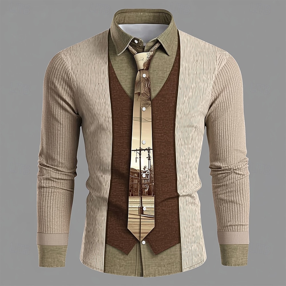 Men's 3D fake coat print long  - Unique Men'S Formal Wear 评论和价格