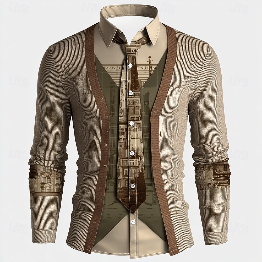 Men's 3D fake coat print long  - Unique Men'S Formal Wear 评论和价格