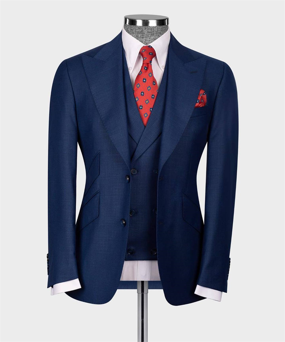 Elegant Navy Blue Classic Wedd - Men Formal Wear Blue 评论和价格