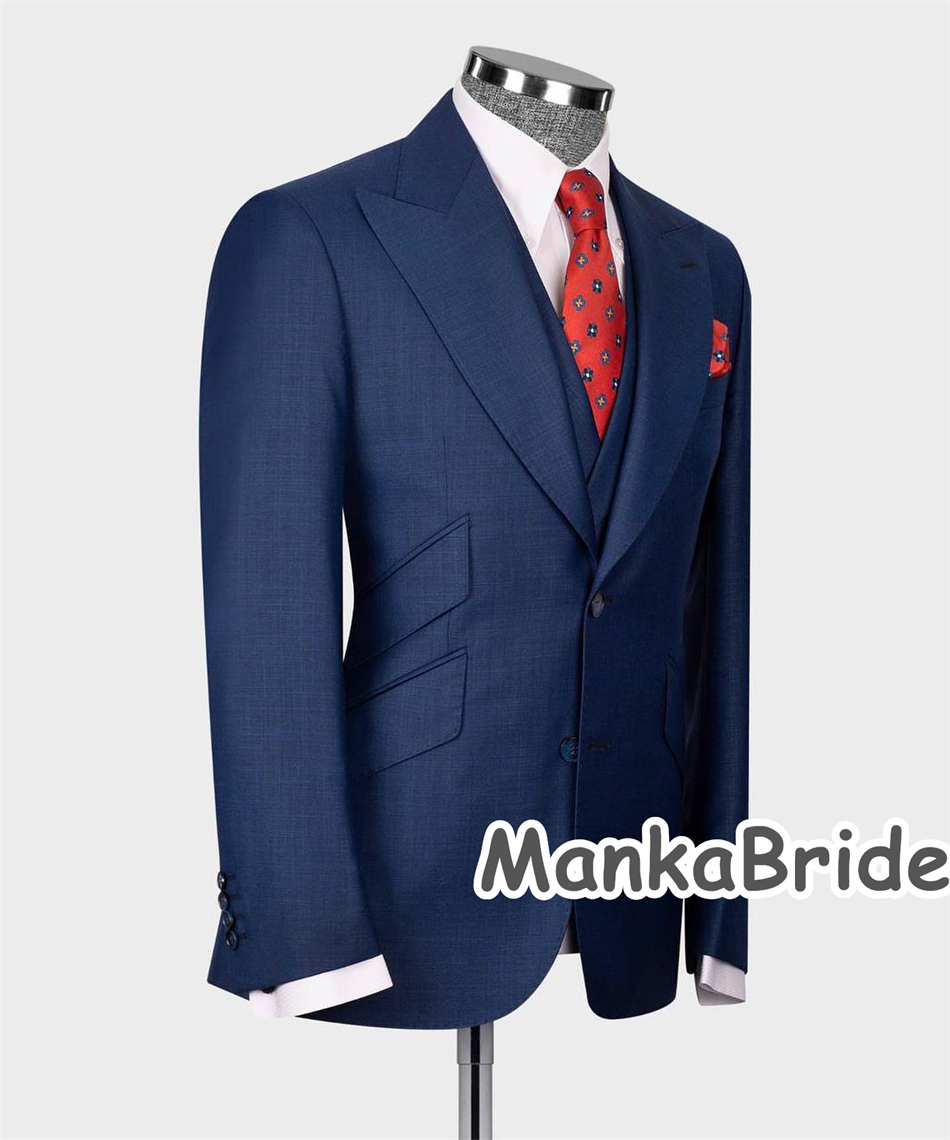 Elegant Navy Blue Classic Wedd - Men Formal Wear Blue 评论和价格