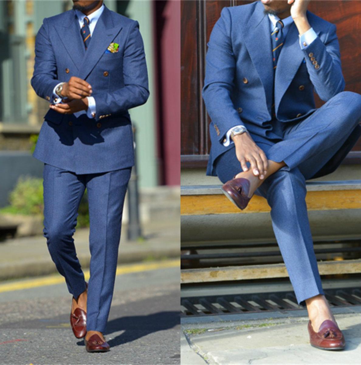 Dark Blue Formal Mens Suits Tw - Men Formal Wear Blue 评论和价格