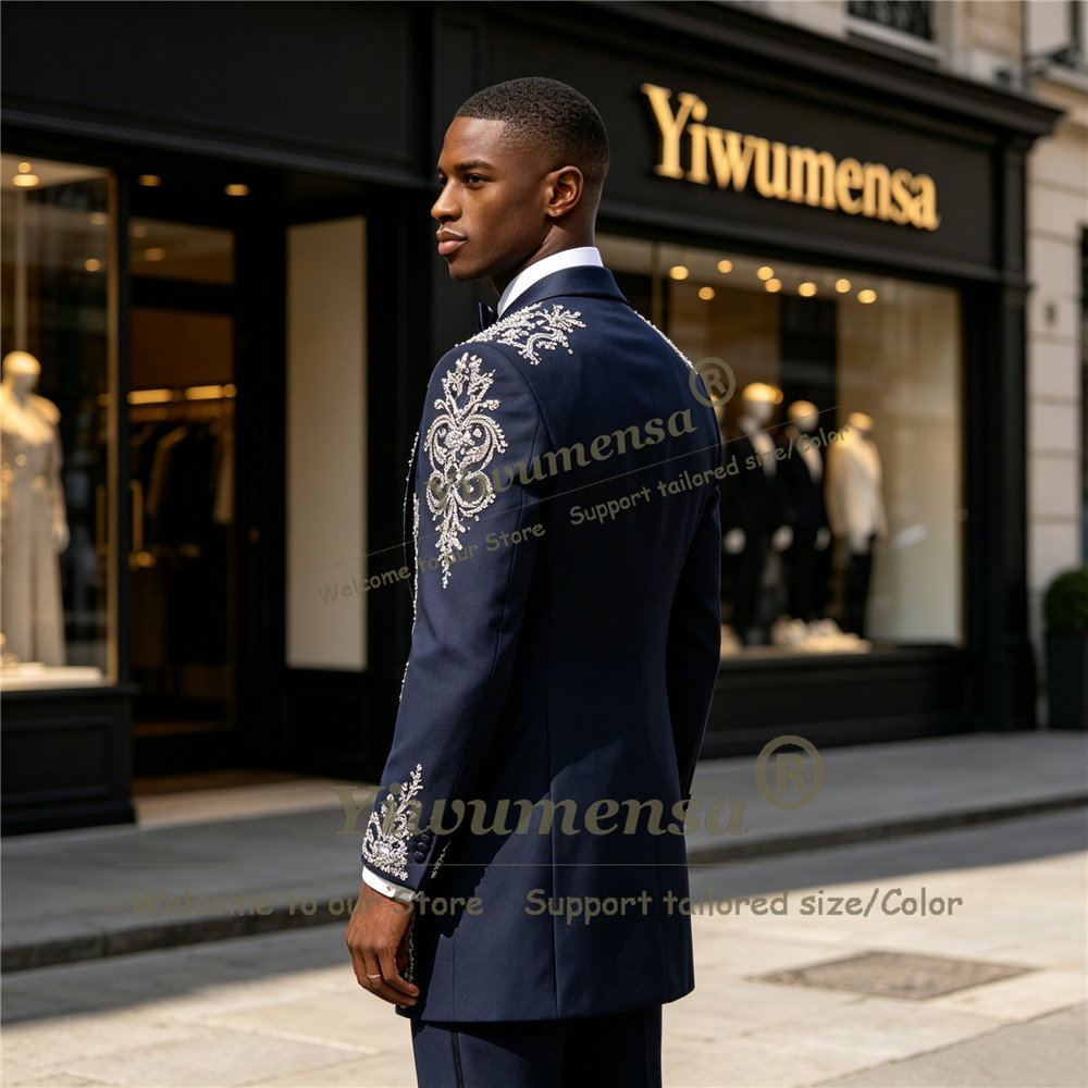 Handmade Crystals Beading Suit - Men Formal Wear With Blazer 评论和价格