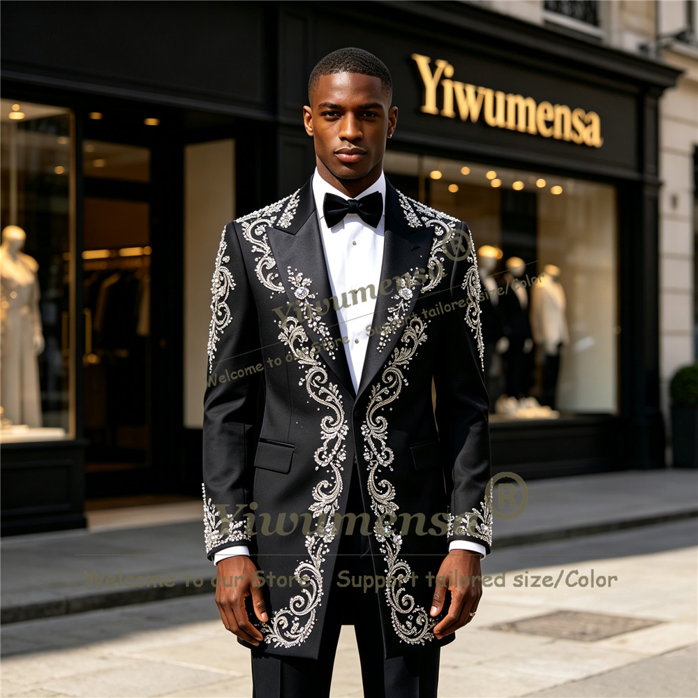 Handmade Crystals Beading Suit - Men Formal Wear With Blazer 评论和价格