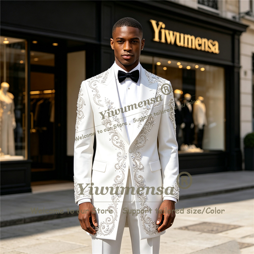 Handmade Crystals Beading Suit - Men Formal Wear With Blazer 评论和价格