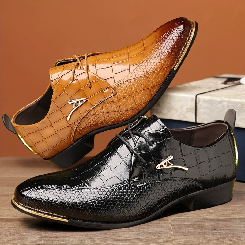 Fashion PU Leather Shoes Men B - Men Formal Wear Brown 评论和价格