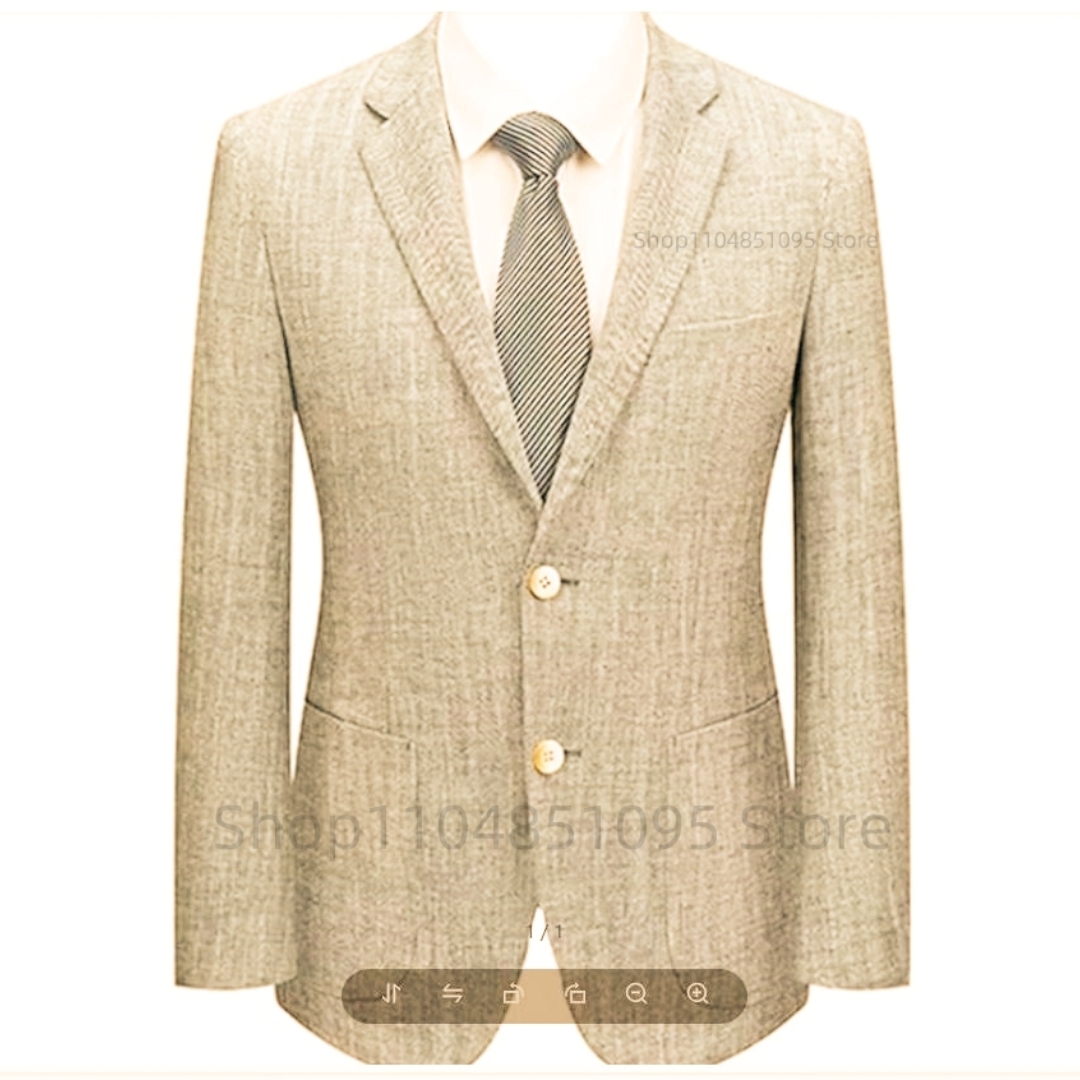 Men's Slim Fit Linen Suit Blaz - Men Formal Wear Blue 评论和价格