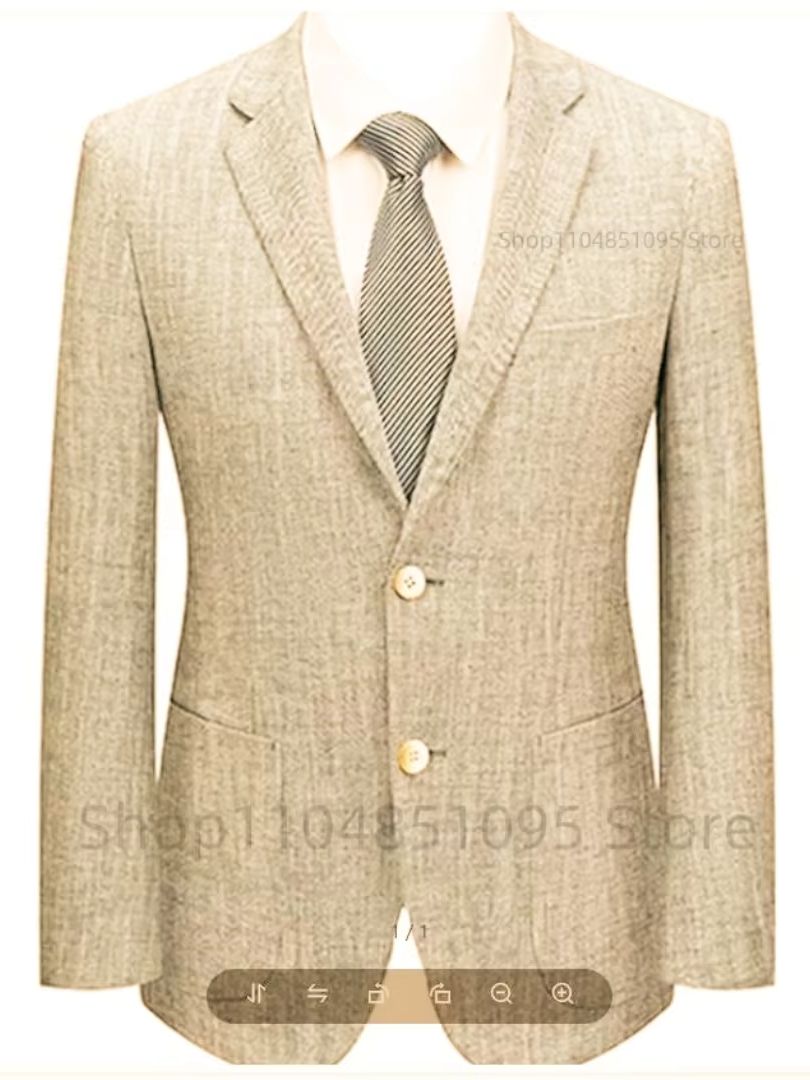 Men's Slim Fit Linen Suit Blaz - Men Formal Wear Blue 评论和价格
