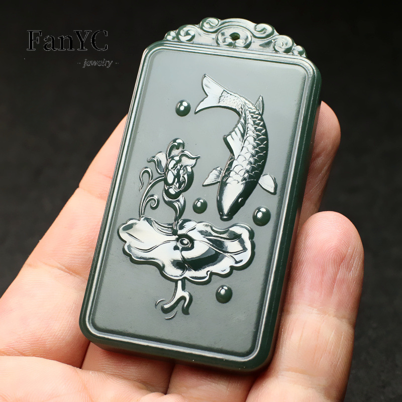 Natural Hetian Jade Qingyu Gua - Men'S Ethnic & Formal Designer Wear Studio S 评论和价格