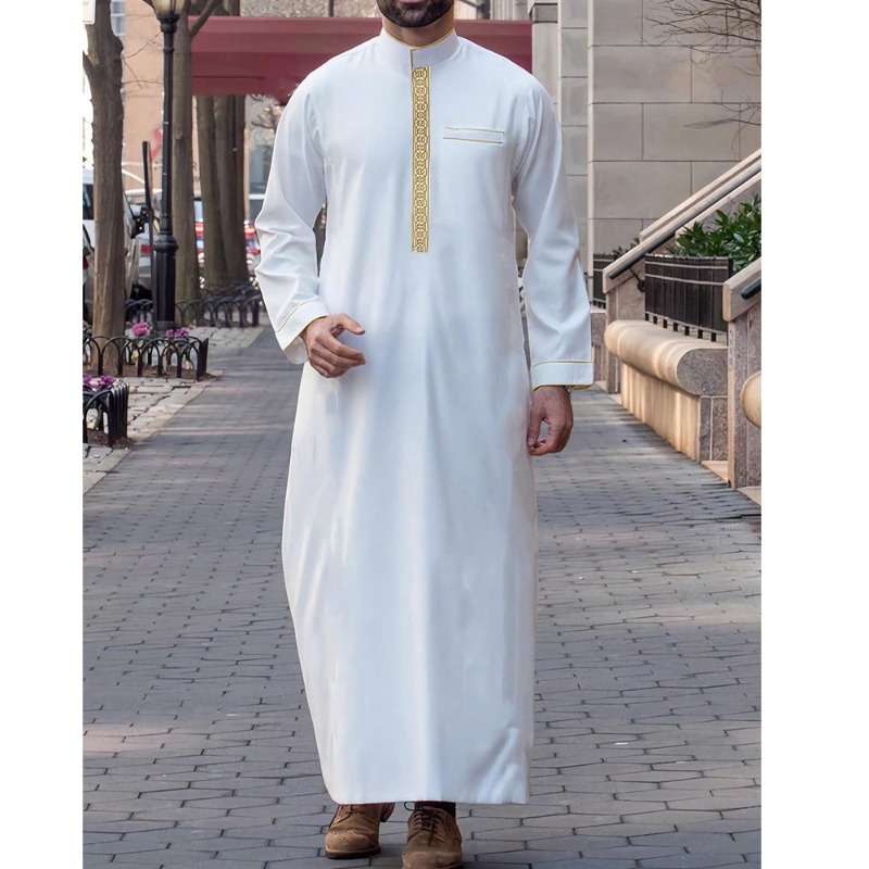Arabic Mens Thobe Embroidered  - Arabic Formal Wear Men 评论和价格