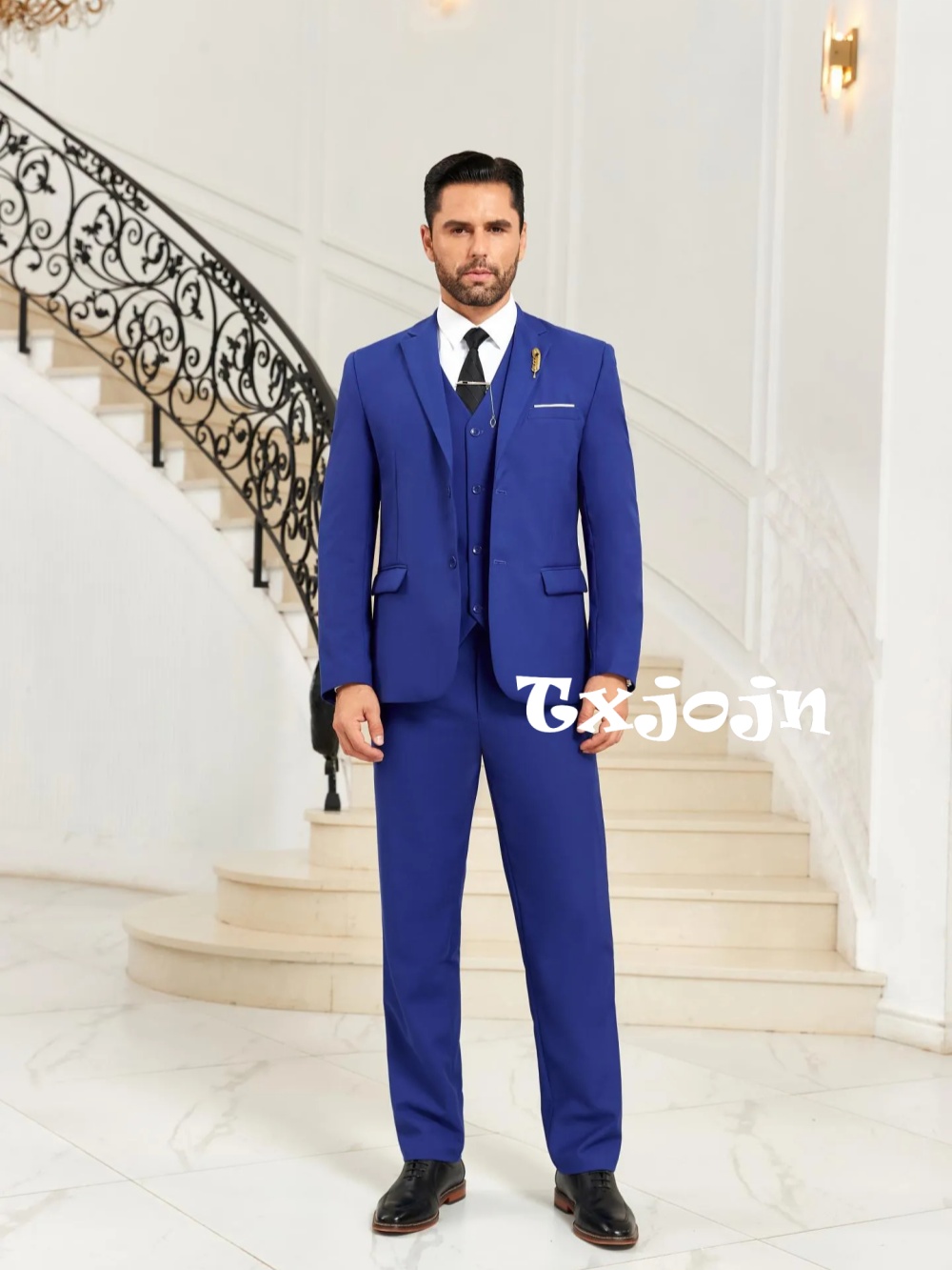 New Blue Men's Slim Fit Suits  - Men Formal Wear Blue 评论和价格