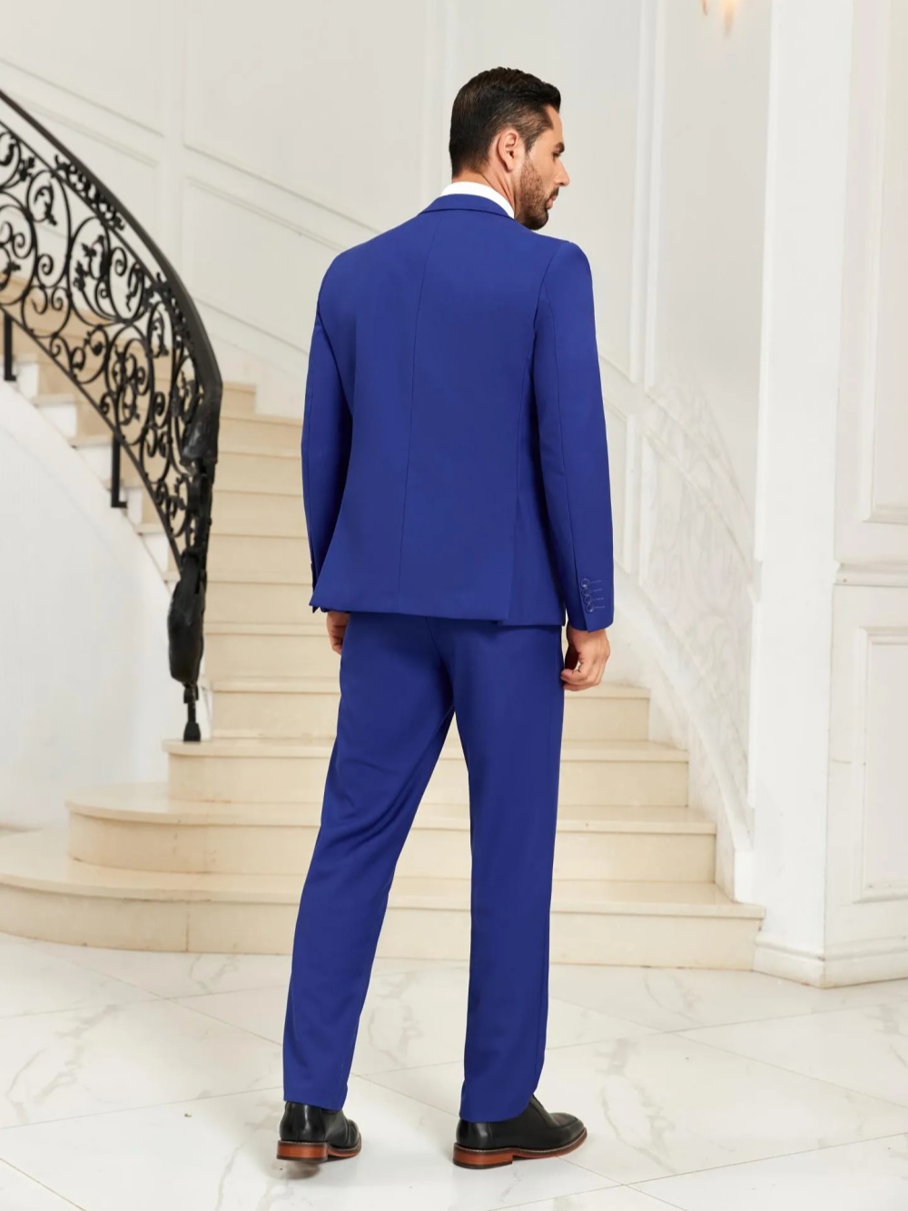 New Blue Men's Slim Fit Suits  - Men Formal Wear Blue 评论和价格