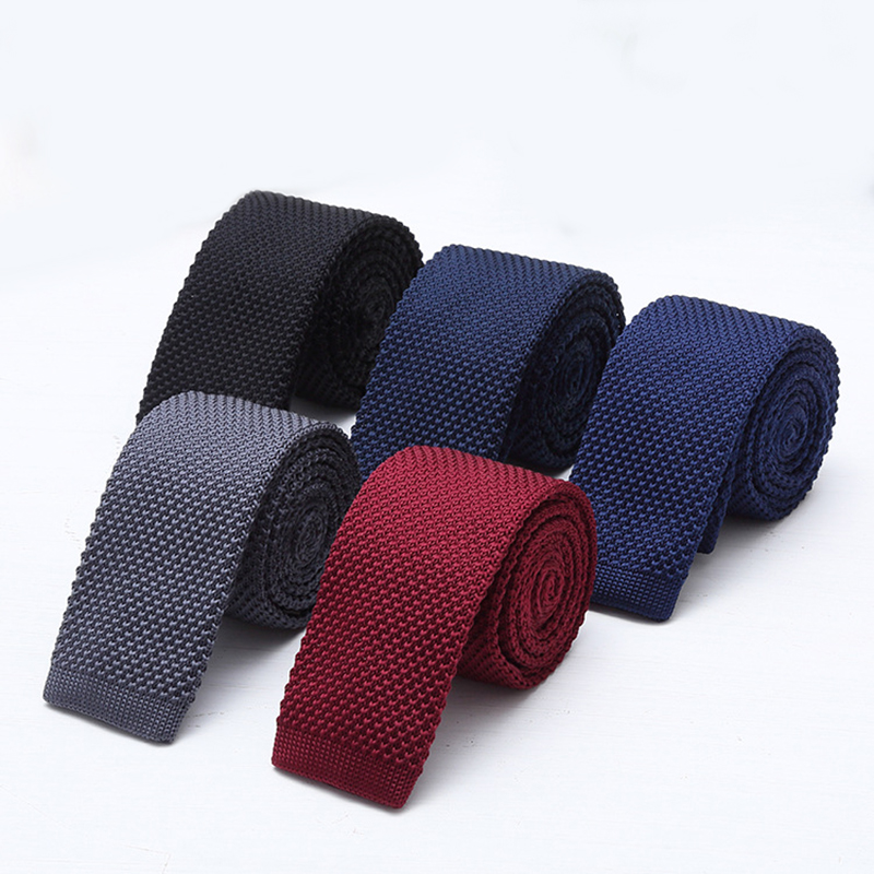 6cm Solid Black White Knitted  - Men Formal Wear Blue 评论和价格
