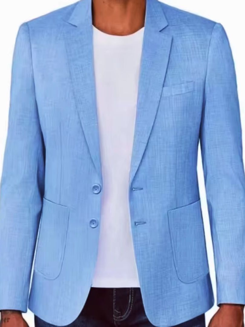 Slim Fit Men's Beige/Blue Line - Men Formal Wear Blue 评论和价格