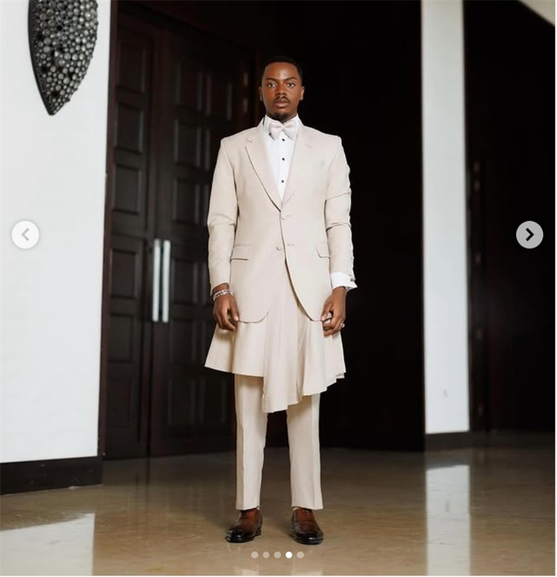 Beige Men Suit Set 2 Piece Bla - Arabic Formal Wear Men 评论和价格