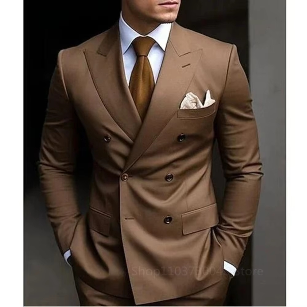 Two-Piece Brown Smoking for Da - Men Formal Wear Brown 评论和价格