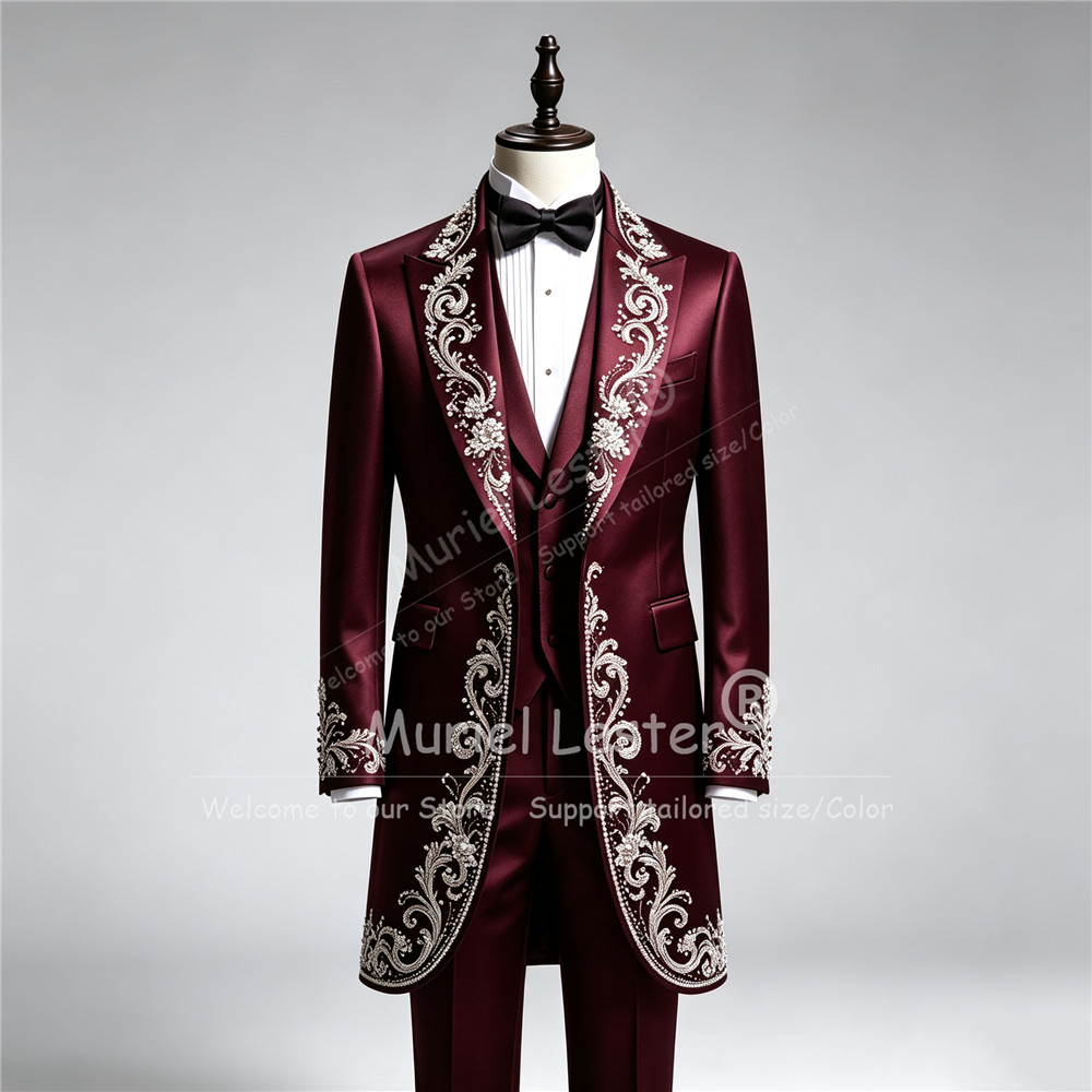 Luxury Man Wedding Tuxedo Suit - Men Formal Wear With Blazer 评论和价格